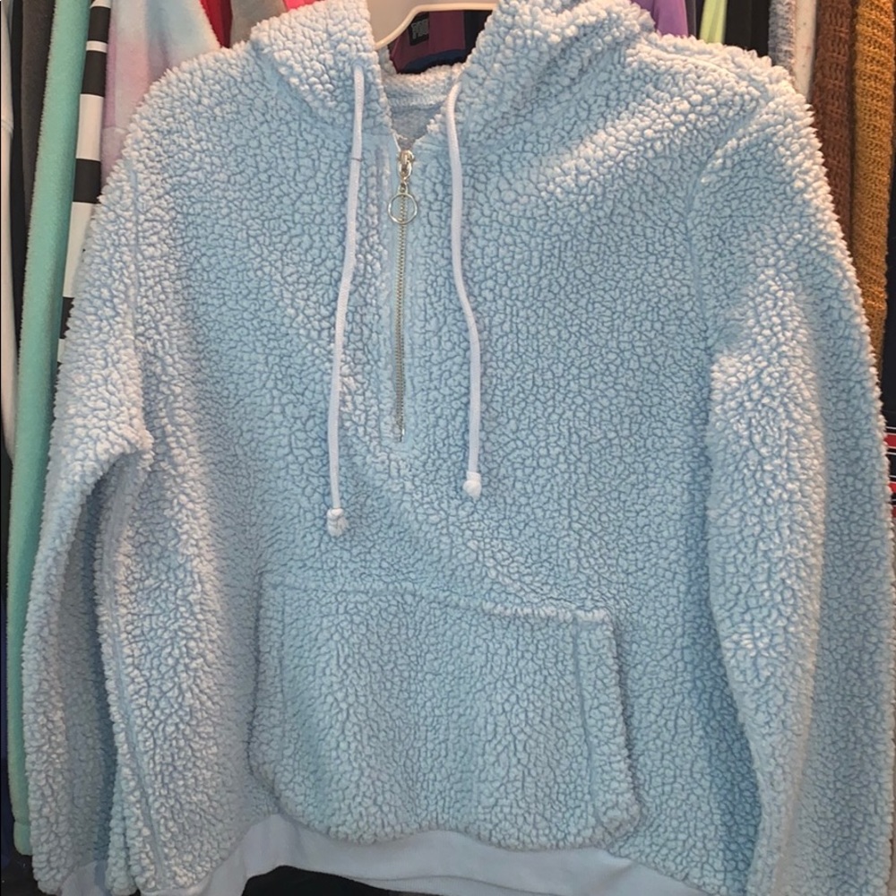 2 for 1 special : Fuzzy blue & green pullover